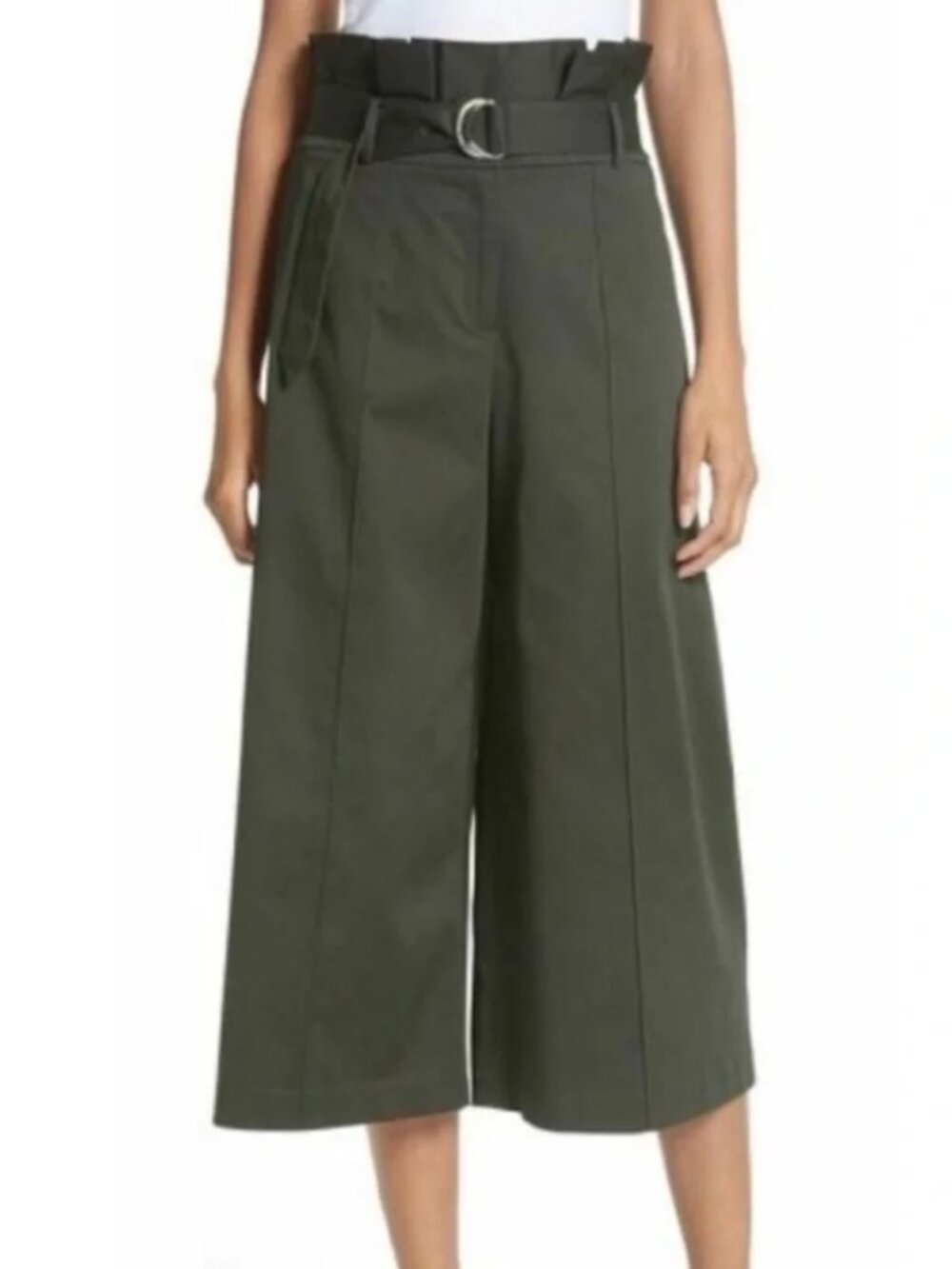 Ted Baker London Belted Wide Leg Culottes - Dark Olive - Size 1 / US 4